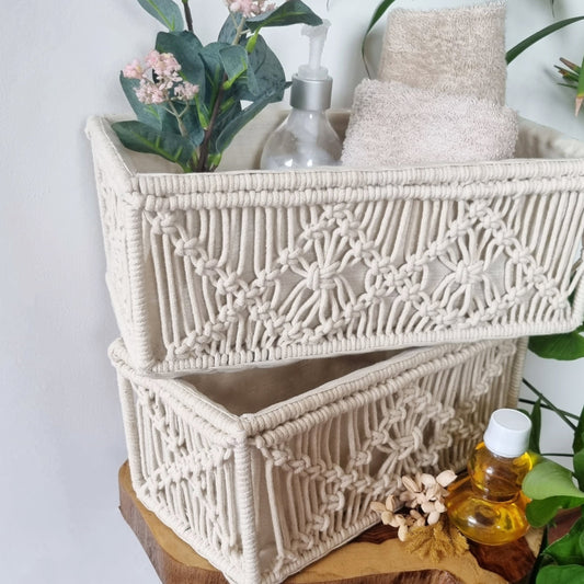 Off-White macrame baskets- set of 2