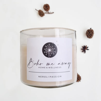 3 Wick jar candle with wooden lid - Neroli passion