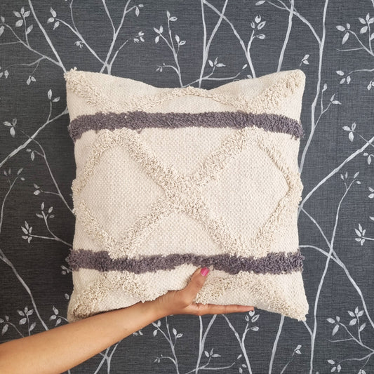 Boho neutral tufted cushion cover - 1 pcs