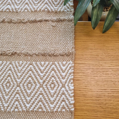 Beige boho table runner