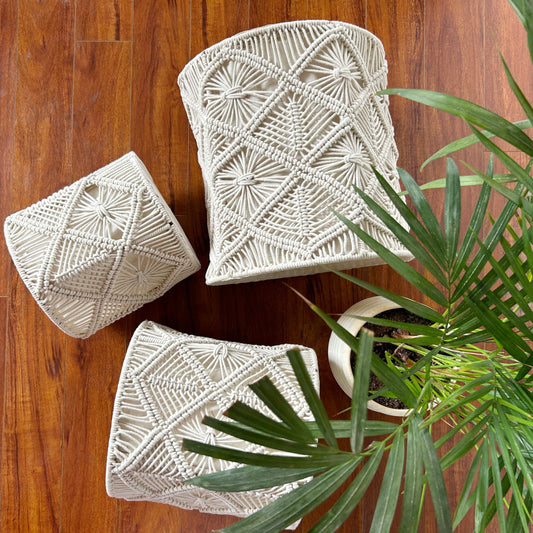 Round macrame baskets- set of 3