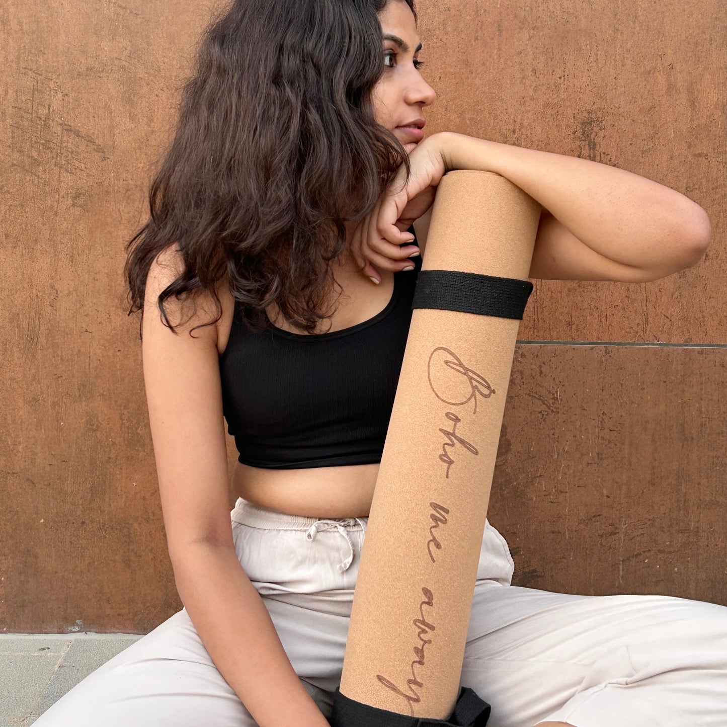 Premium fine grain cork yoga mat