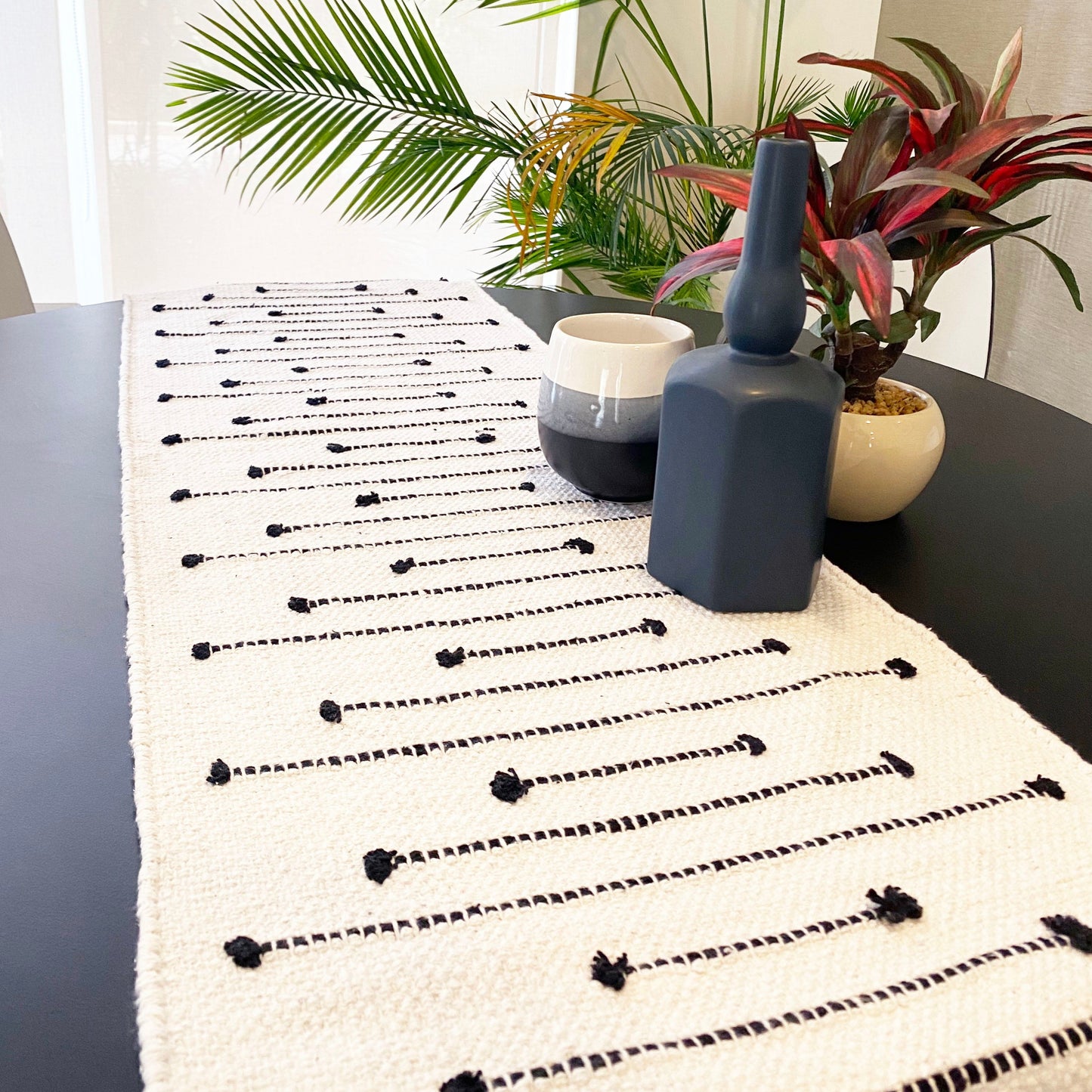 Black and White table runner